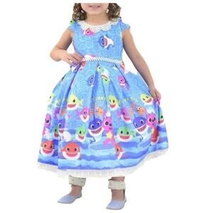 Moderna Meninas Cocomelon Print Baby Shark Girls Blue, 1 year Dress Casual Style